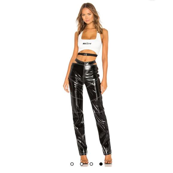 I.AM.GIA Paris Pants Black Vinyl Cutout Trousers Size M 796W - Picture 2 of 14